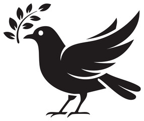 Fototapeta premium Silhouette of a Dove with an Olive Branch, Symbol of Peace and Hope.