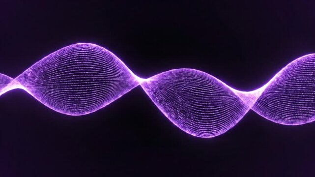 A luminous, purple, sinuous form of lines twists across a dark background, abstract and dynamic