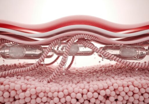 The intricate structure of red blood cells flowing through a capillary vessel in human microcirculation