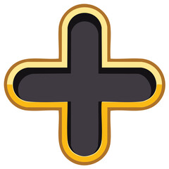 Obraz premium Bold stylized cross shape with layered gold and black outlines and a dark grey center