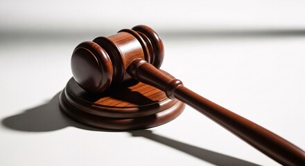 Wooden gavel isolated on white background for law and justice concepts