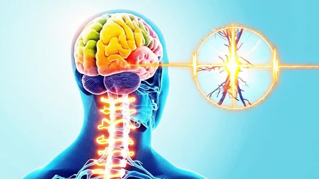 A video showcasing the human brain and its neural connections in detail