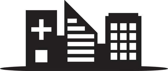 Obraz premium Black and white cityscape with two buildings architecture