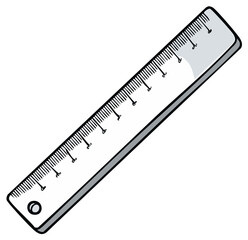 Plastic School Ruler Illustration with Measurement Lines and Scale Markings