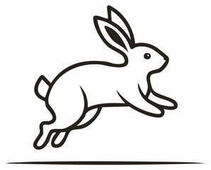 Obraz premium Outline illustration of a jumping rabbit with long ears, vector illustration design element