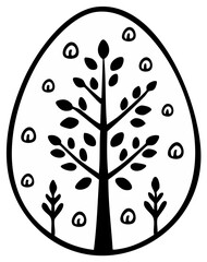 Stylized tree illustration in an oval frame