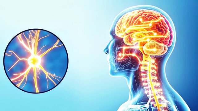 A video showcasing the human brain and nervous system in detail.