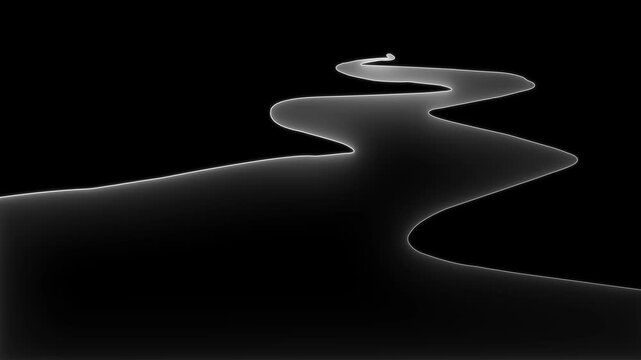 Abstract river glow animation background loop with alpha matte, minimal motion art concept