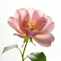 Obraz premium Soft pink rose flower isolated on white background with delicate petals 