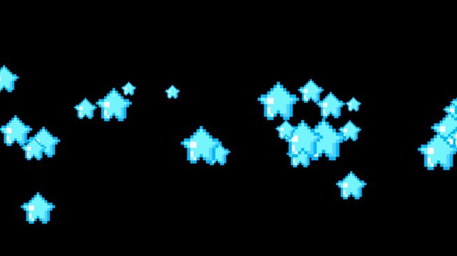 ドット絵の星が線状に飛び出すパーティクル2種,透過背景,青