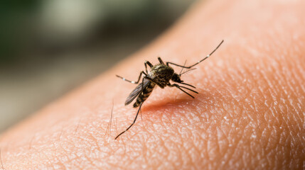 close-up of mosquito bite on skin with medical emphasis