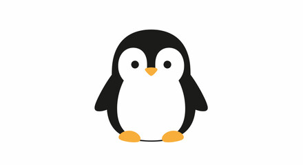 Obraz premium Cute cartoon penguin isolated on white background, simple illustration