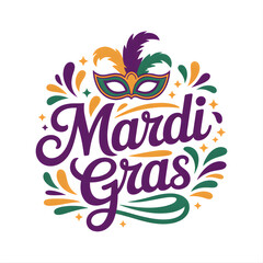 Vibrant Mardi Gras celebration with colorful mask and festive text
