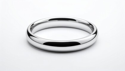 Elegant Silver Ring on White Background - A Symbol of Commitment.