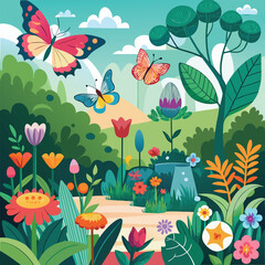 flowers and butterflies