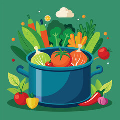 illustration of a pot of vegetables