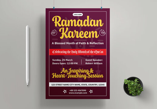 Ramadan Kareem Event Poster Template Celebration Flyer Design