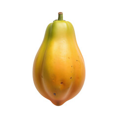 Fresh ripe papaya fruit with green stem and orange skin
