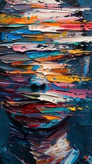 Vibrant abstract colorful brushstroke art piece.