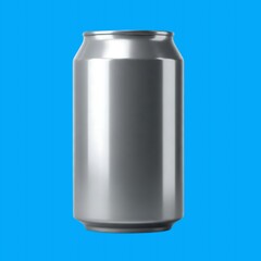 Obraz premium A silver soda can on a bright blue background