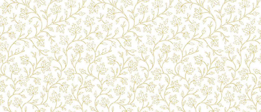 Elegant pastel gradient floral leaf pattern line art.