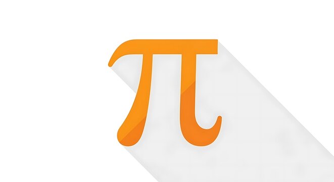 Vibrant orange pi symbol on white background with shadow