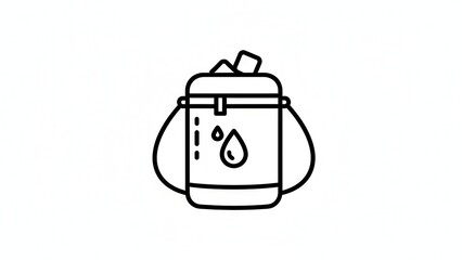 Obraz premium Portable insulated cooler bag with refreshing ice cubes and a water drop symbol for ultimate