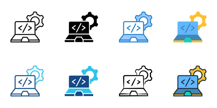 Software Development icons set multiple style collection. Editable stroke 
