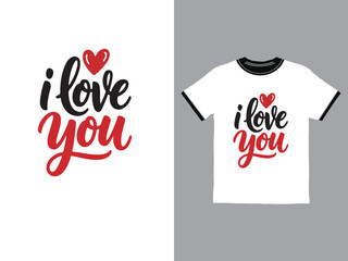 Naklejka premium I love you text with heart on t shirt and design
