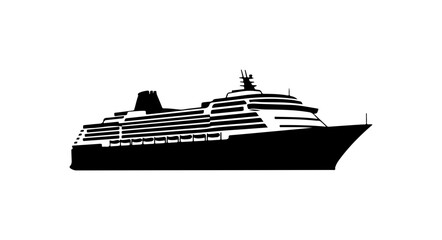 Obraz premium Modern Cruise Ship Silhouette Vector Illustration