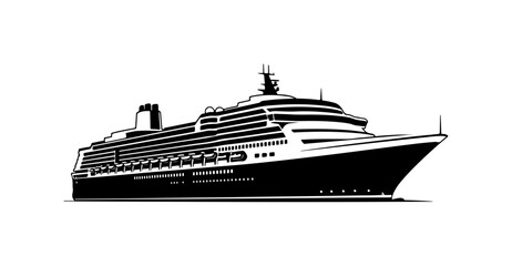 Obraz premium Modern Cruise Ship Vector Silhouette Illustration