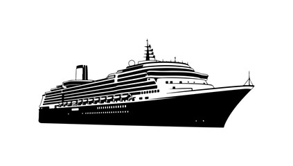 Obraz premium Modern Cruise Ship Vector Silhouette Illustration