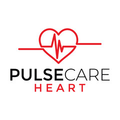 Pulse Heart Health Logo - Heartbeat and Heart Symbol vector template
