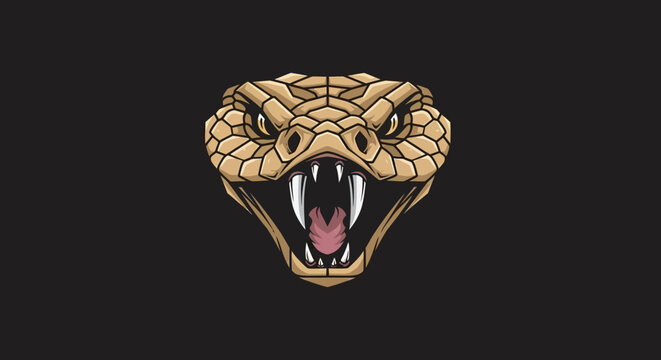Aggressive Snake Head with Open Mouth.