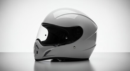 Fototapeta premium Sleek White Motorcycle Helmet on a Clean Background.