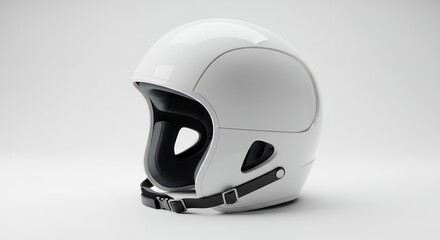 Fototapeta premium Sleek White Motorcycle Helmet on a Clean Background.