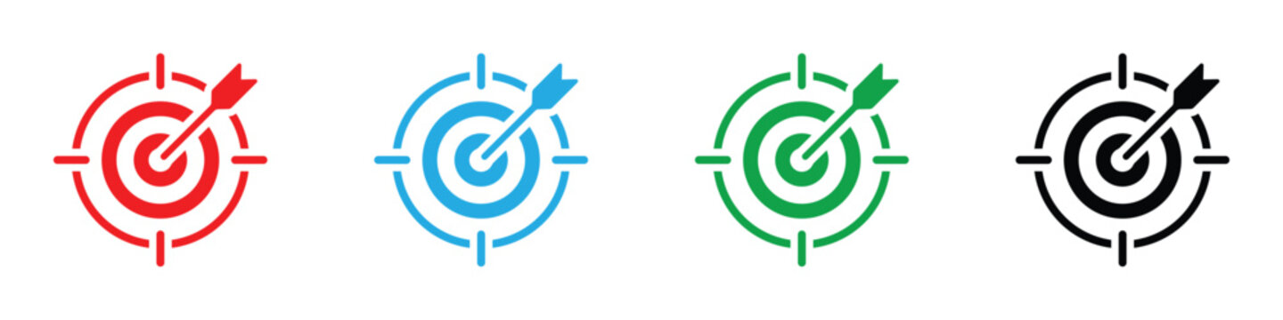 aim target goal business icon set dart arrow focus objective success concept