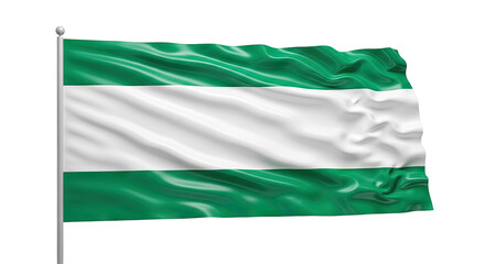 Obraz premium Green and White Horizontal Stripes Flag Waving on Pole
