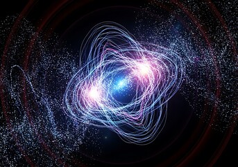 Celestial dance cosmic strings intertwining light and dark abstract fusion