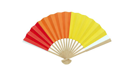 Folding Fan with Red, Orange, and Yellow Panels