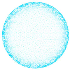 abstract blue digital sphere with complex cellular mesh. futuristic technology globe network connection. 3d render of geometric security shield isolated.