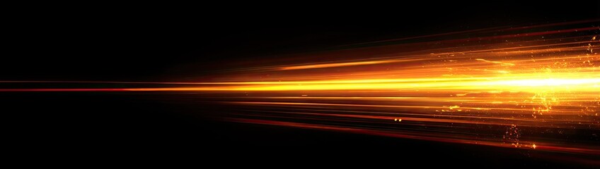 A fiery, abstract streak of light with horizontal lines against a black background