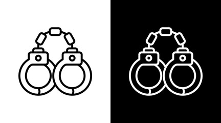 Handcuff White Icon Set Vector 