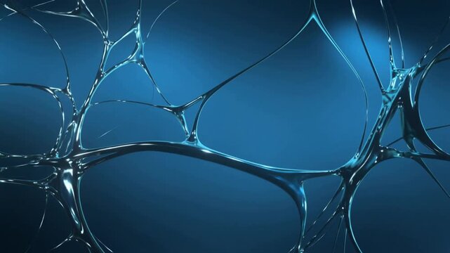 Close-up of shattered glass fragments on a dark blue background with motion blur effect.