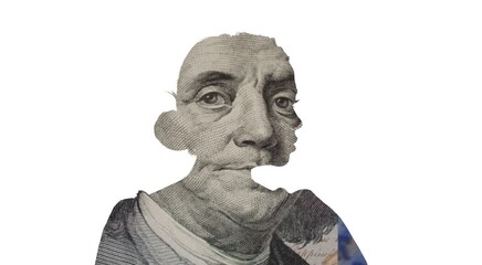 Double exposure of female silhouette with US dollars &ndash; identity, wealth and value