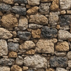 Fototapeta premium Close-up of a wall made of irregularly shaped, varied color stones