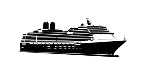 Obraz premium Modern Cruise Ship Silhouette Vector Illustration