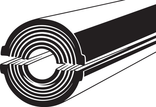 Black and white illustration of a rolled up cable