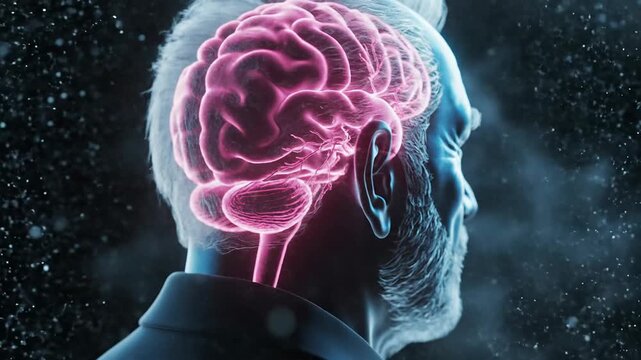Human Brain and Head Silhouette, Medical Concept, Futuristic Technology, Science