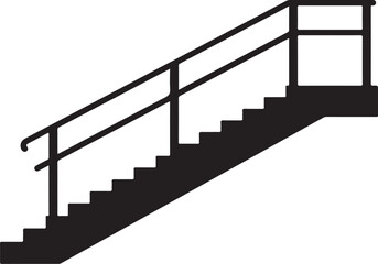 Fototapeta premium Black Staircase with Railing on White Background Illustration Design